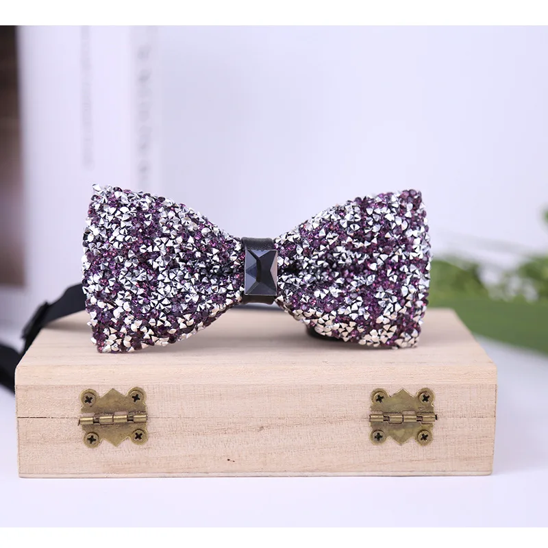 RhinestonBow Tie For Men Shining Crystal Collar Bowtie Luxury Wedding Banquet Party Bling Butterfly Knot Bridegroom Bow Ties