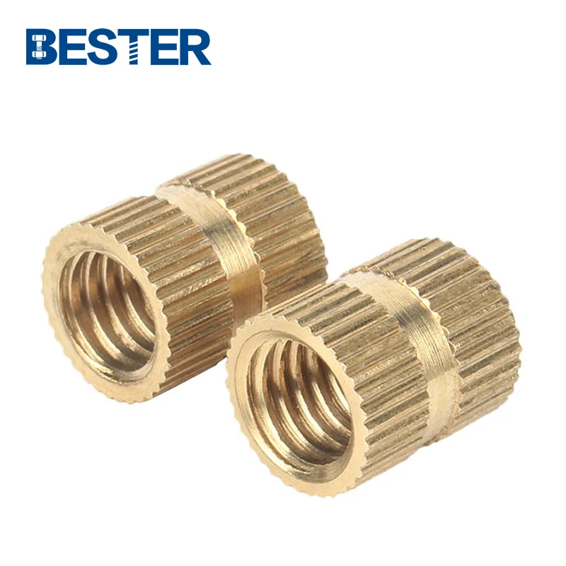 Moulded in M3 Brass Pure Copper Metric Threaded Inserts Round Embedded Clamp Knurled Copper Nut