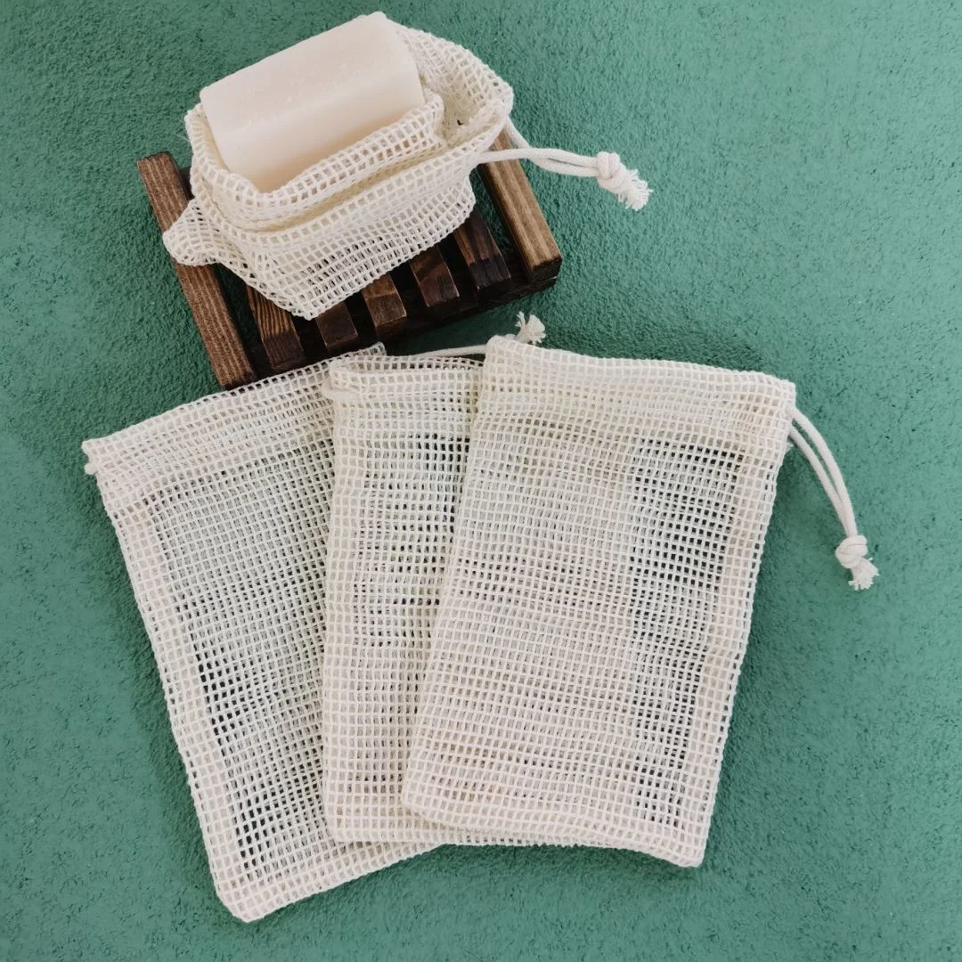 Custom any size Natural Cotton mesh bag eco friendly reusable toy storage packing bag