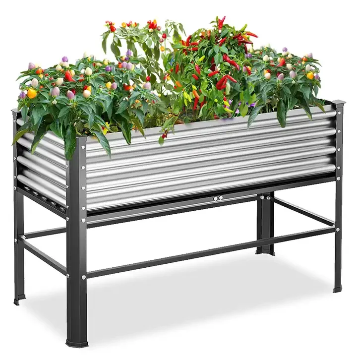 Outdoor Customized Galvanized Steel Rectangle Raised Garden Bed Metal Planter Box Flower Plant Pots Planting Flowers Vegetables