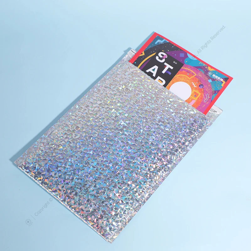 Metallic Foil Silver Poly bubble Mailer Package Plastic Postal Bubble Padded Luxury Shipping Bag