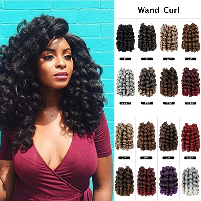 Ainizi Cheap Wholesale synthetic 8 inches wand curl crochet Hair extension braids for black women