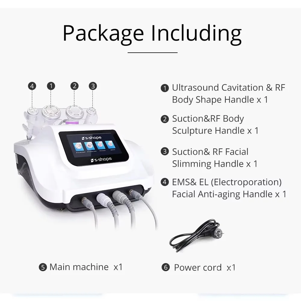 Super Quality 4 Handles Body Slimming Vacuum Suction Ccavitation Radio Frequency S Shape 30K Ccavitation Machine