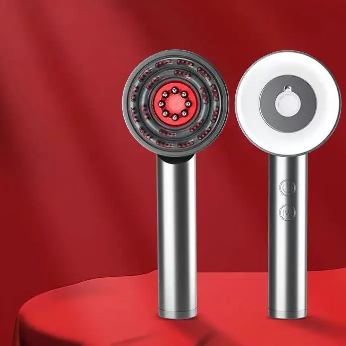 3 In 1 Multi Functional Red Blue Light Hair Comb Massager Ems Oil Applicator Scalp Massager Brush For Hair Growth