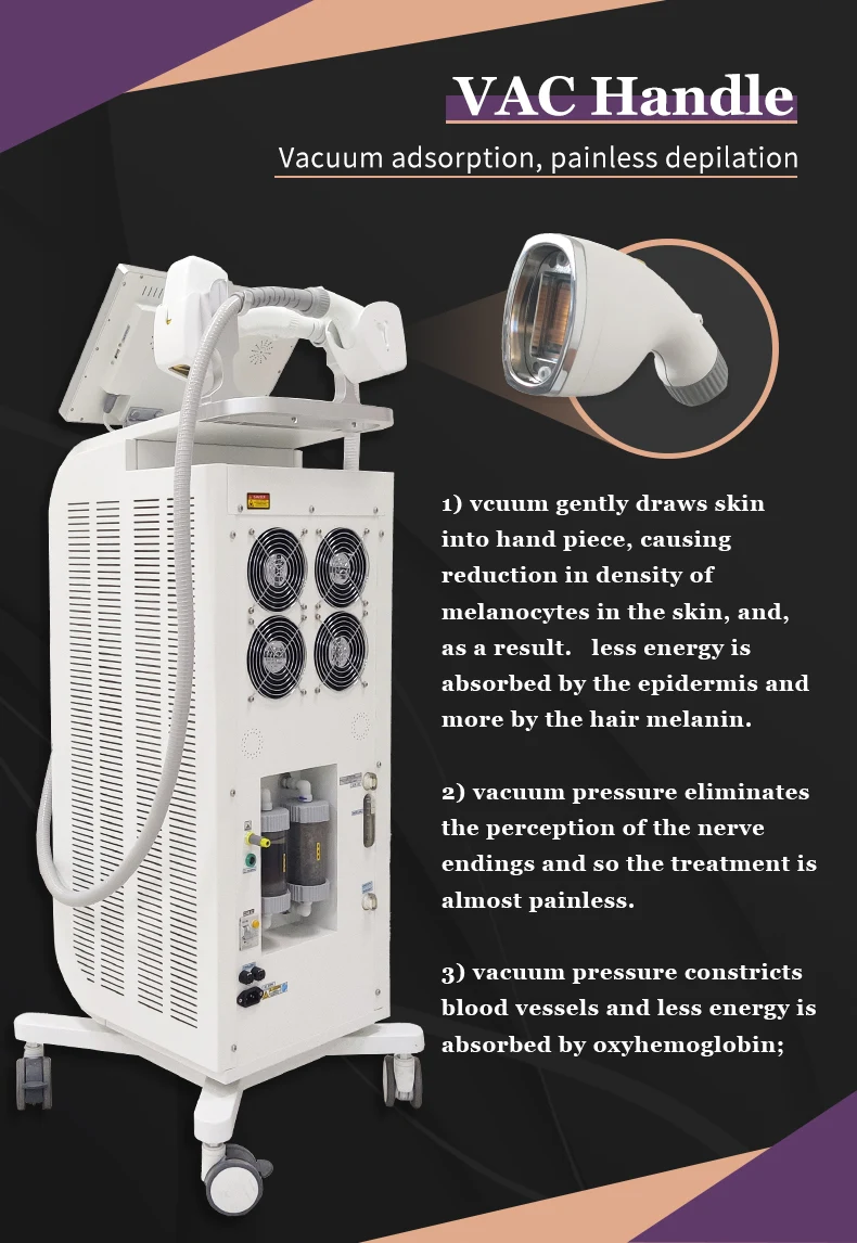Medical Ce Approved Trio 755 808 1064nm  Titanium Platinum Ice Laser Diode Hair Removal Machine System Permanently