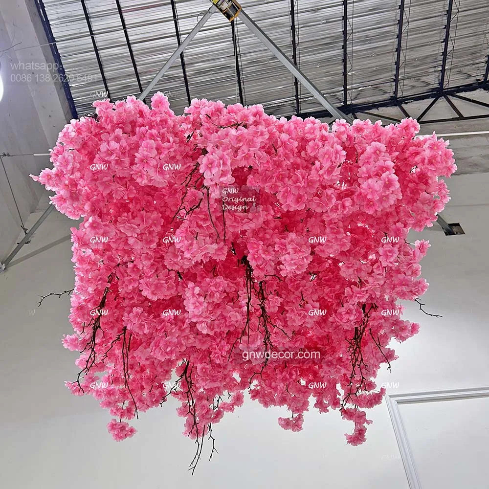 GNW High quality artificial flowers hanging ceiling  decoration Silk Plant Decorative Flower ceiling for event decor