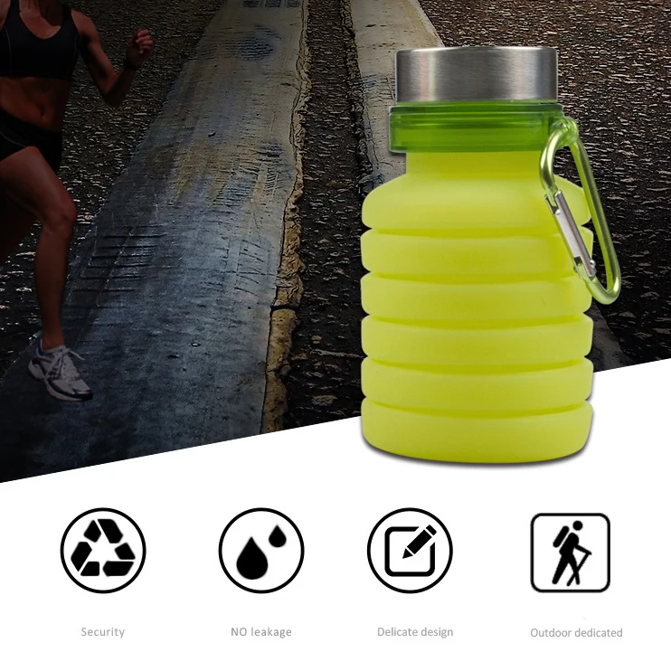 Amazon Hot Selling Outdoor Portable Collapsible silicone Water Cup Magic Spiral Folding Telescopic Silicone Water Sport Bottle