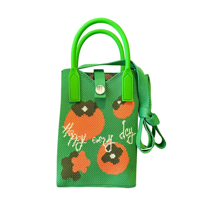 Red Knitted Festival Mini Phone Bag for Men Cute Leather Wallet Company Event Auspicious Good Luck Coin Purse