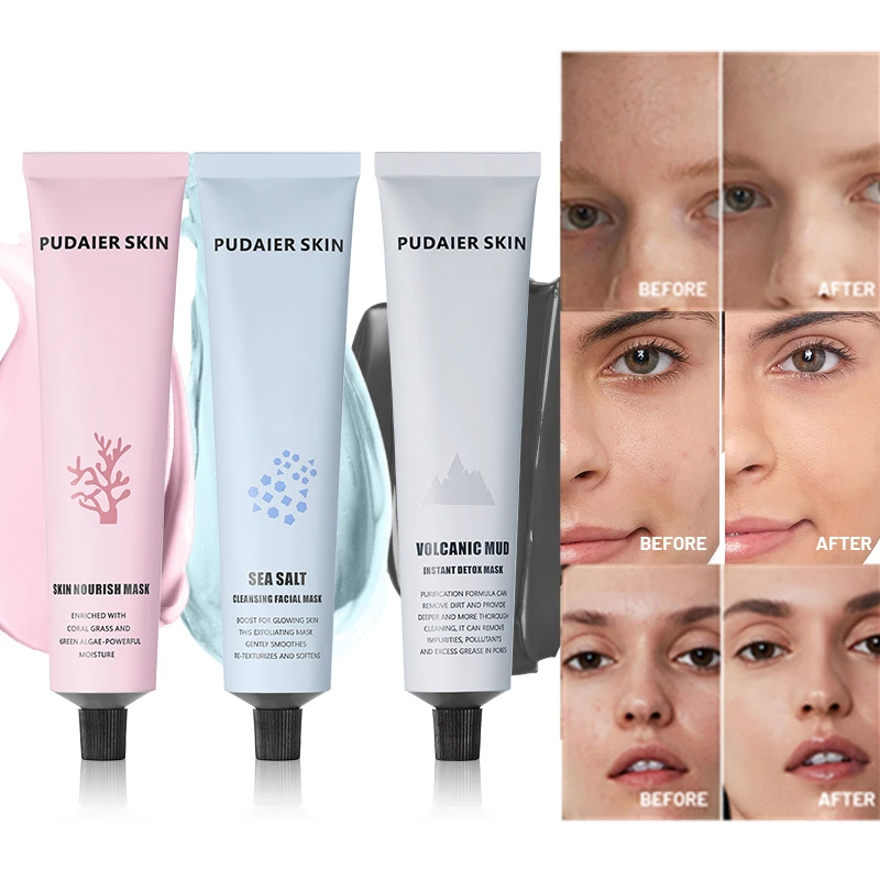 Custom Logo Skin Care Oil Control Volcanic Mud Mask Moisturizing Nourishing Mask Sea Salt Cleansing Mask Makeup Private Label