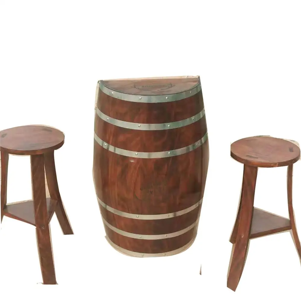 Деревянный барный столик и барный стул