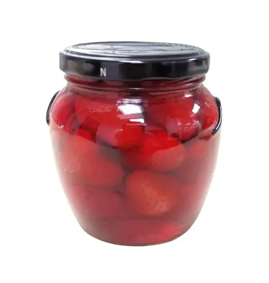 Fresh Taste Natural Product oem brand heavy syrup fruit Canned Strawberry in Glass Jar 580g tin