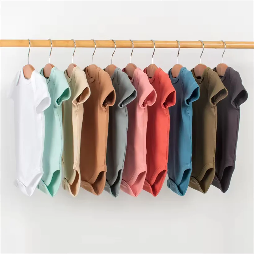 Gots Certified Baby Romper Babi Clothes 100 Organic Cotton Rompers Solid Color Newborn Body Bodysuit For Babies