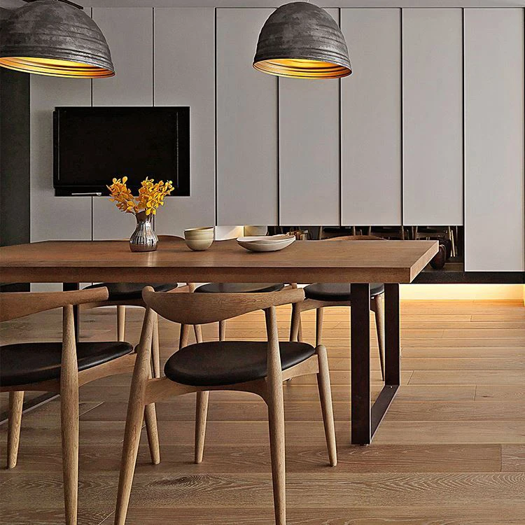 Newly Designed Modern Natural Restaurant Furniture Rectangular Metal Table And Chair Set DT131