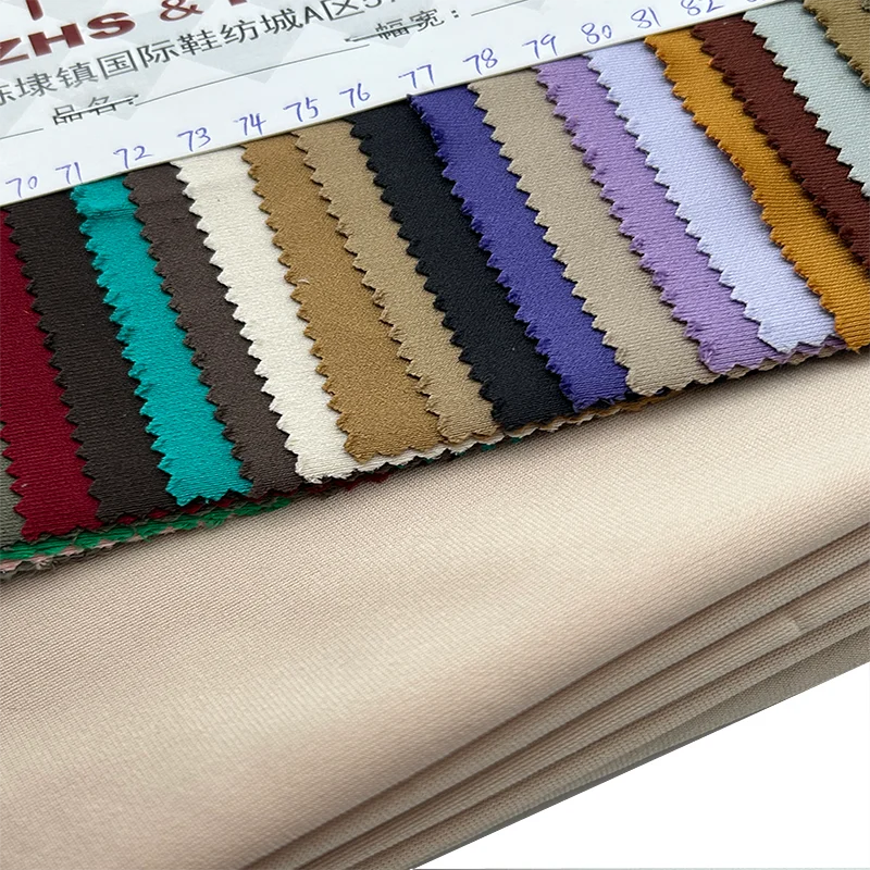 Factory Supply With Different Colors In Ready Stock 215GSM Shiny Spandex Polyester Stretch Fabric For Shoes Lining