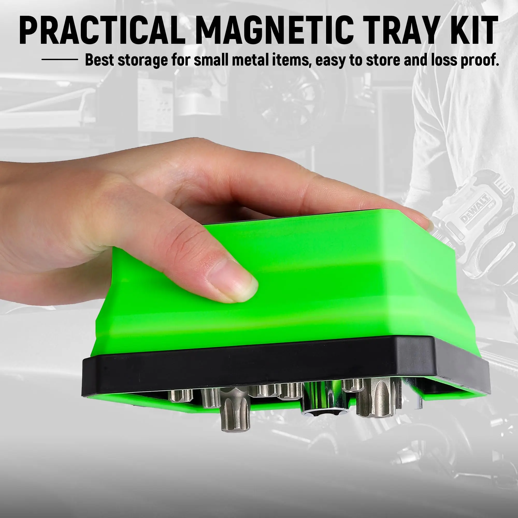 141120 Collapsible Magnetic Parts Tray Set 4-piece, Insulating silicone, Dual-sided Thickened Rare Earth Magnetic Base