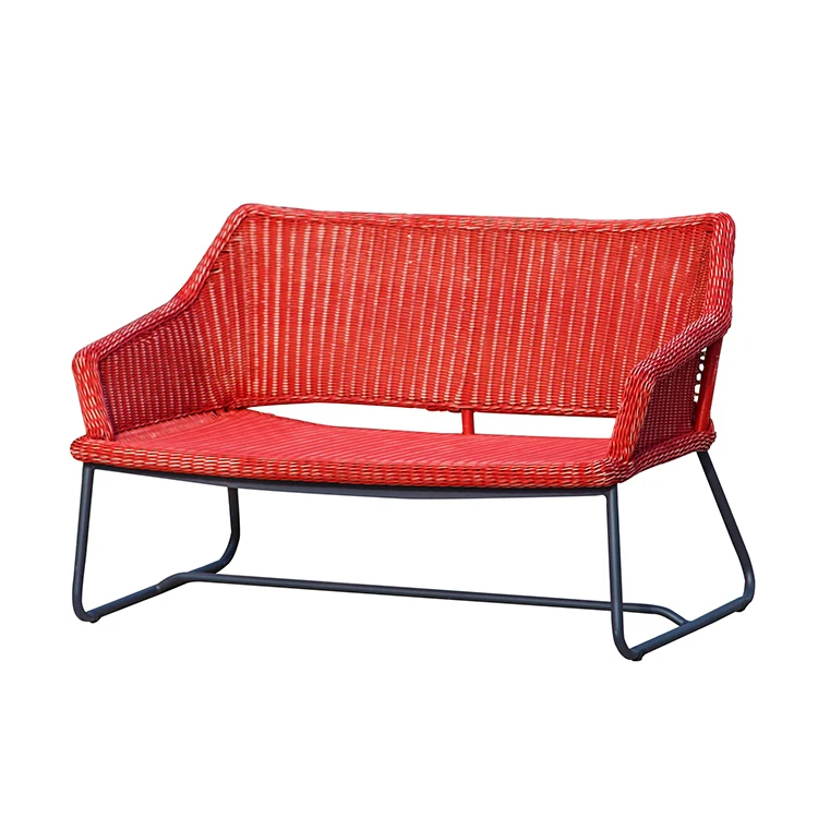 modern high quality Outdoor sofa patio PE rattan rattan wicker set red garden furniture for garden villa and courtyard