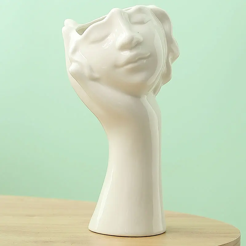 Керамическая ваза в скандинавском стиле с изображением человеческого лица современный Декор для дома и офиса креативное украшение гостиной настольное