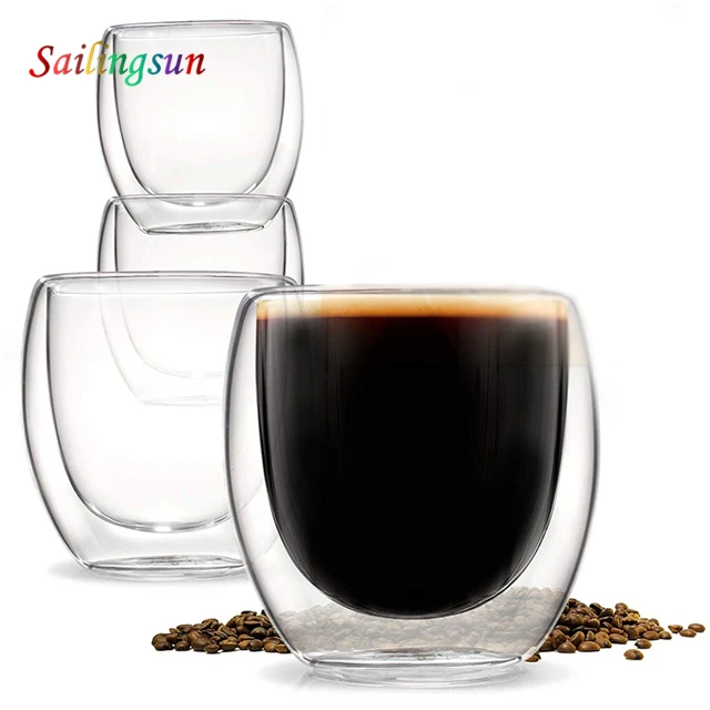 classical egg shape premium high clear double wall glass beverage coffee cup