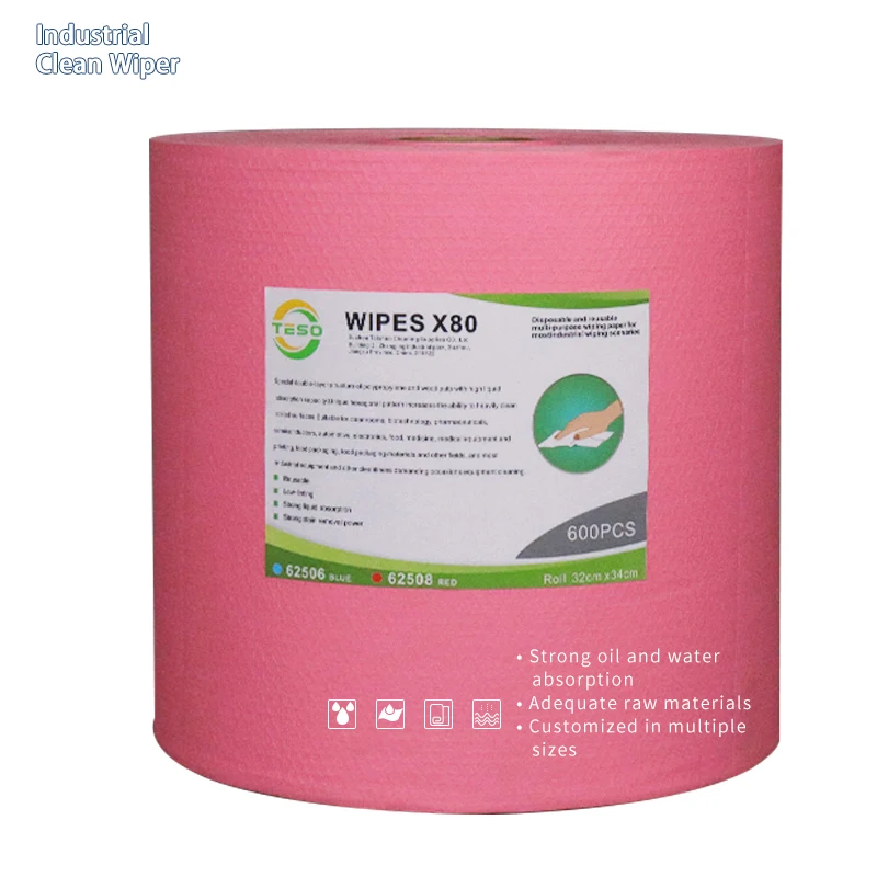 X80 Red Multipurpose high absorbency Heavy Duty Disposable industrial Wipes