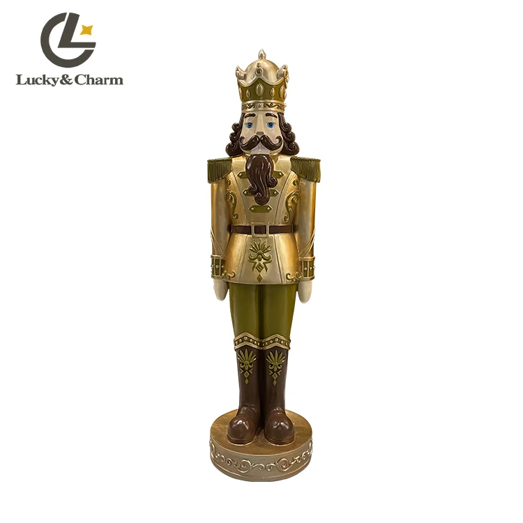 Life Size Large Big Figurine Antiques Christmas Decorations Golden Nutcracker Soldier Resin Crafts