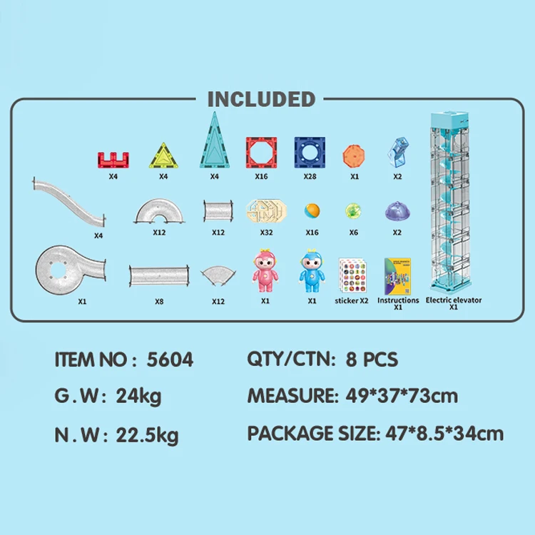 167 PCS Large Particle Magnetic Building Block Toy Electric Light Race Run Ball Marble Track Construction Set DIY Magic Blocks