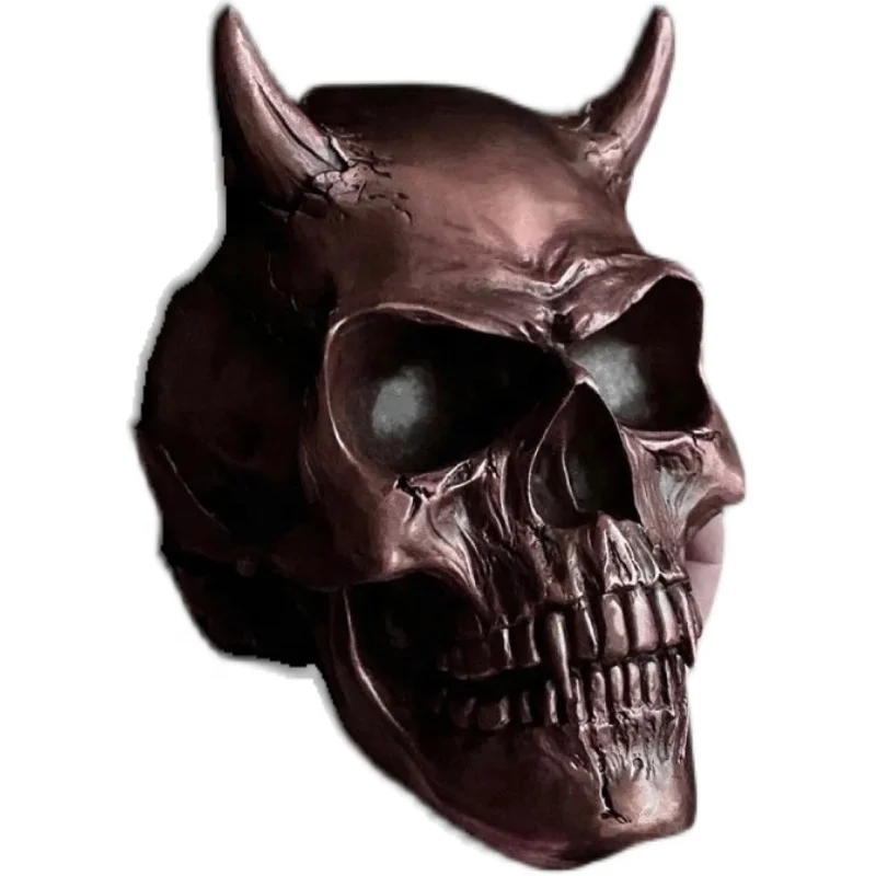 Factory Casting Bronze Skeleton Creative Display Skull Head Sculpture Devil Skeleton Skull Son Of Satan Copper Ornament Statue
