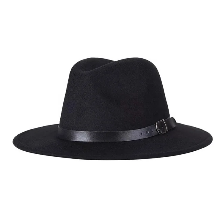 Wholesale Leather Band Wide Brim Wool Panama Fedora Style Hat