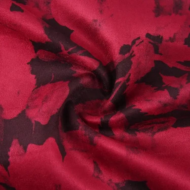 310GSM knitted 95%poly 5%spandex micro elastic interlock printed suede cloth fabric for coat