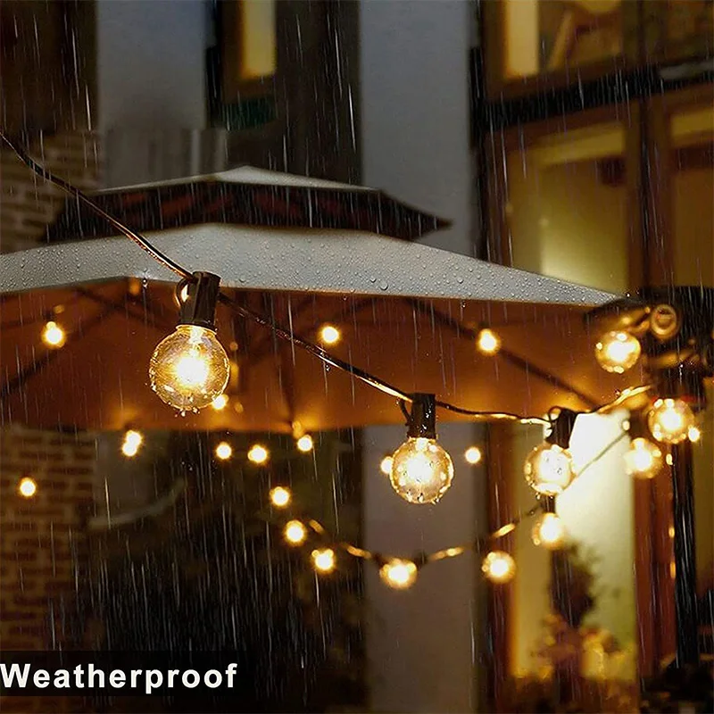 Indoor Outdoor Warm White Vintage Bistro Rubber Wire Lights G40 Filament Bulb String Light