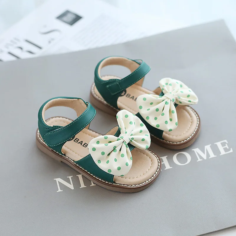 Обувь принцессы для девочек новые женские детские пляжные туфли на плоской подошве с бантом мягкие темпераментные повседневные сандалии