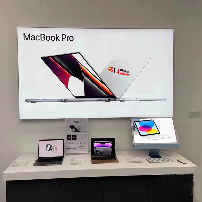 Factory made smart phone store computer display table wooden cell phone laptop display desk show cabinet