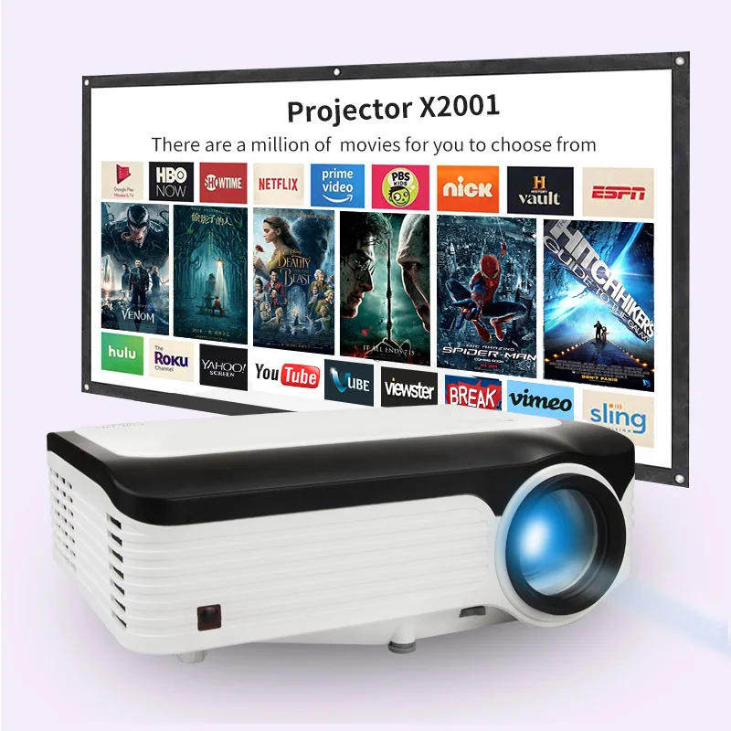 Родной 1080P Smart Android Wifi Проектор для домашнего кинотеатра Мобильный телефон Смартфон