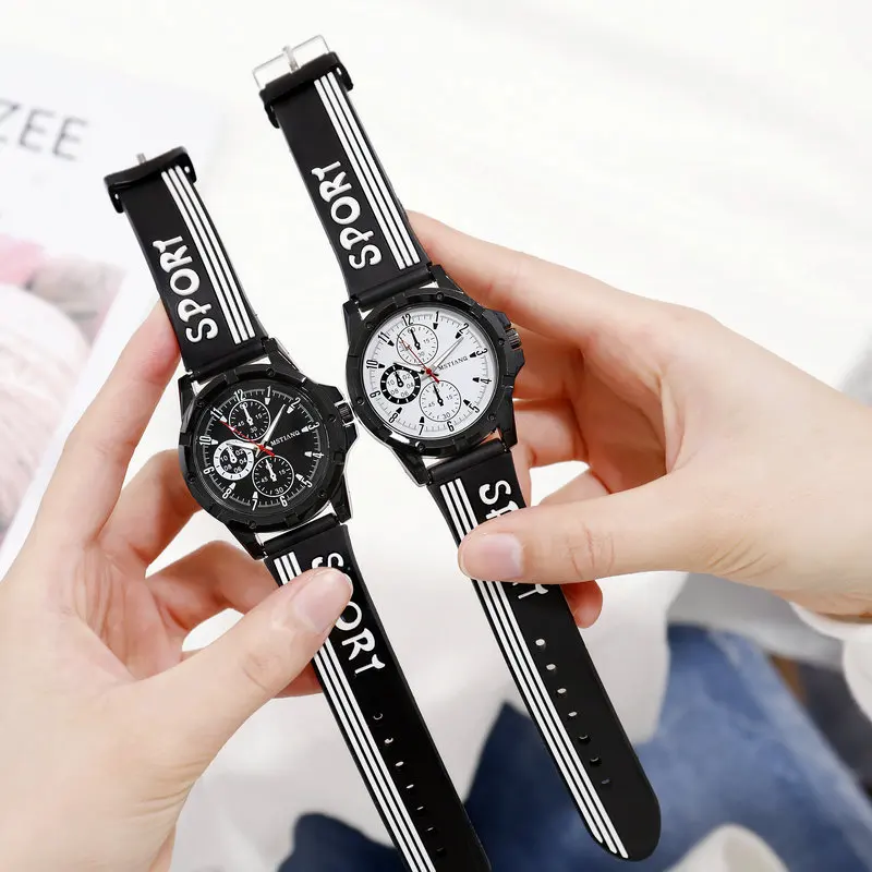 Most Popular Products Minimalist Sport Silicone Stripe Unisex Watch Line Simple Fashion Leather Couple  Wrist quartz watch