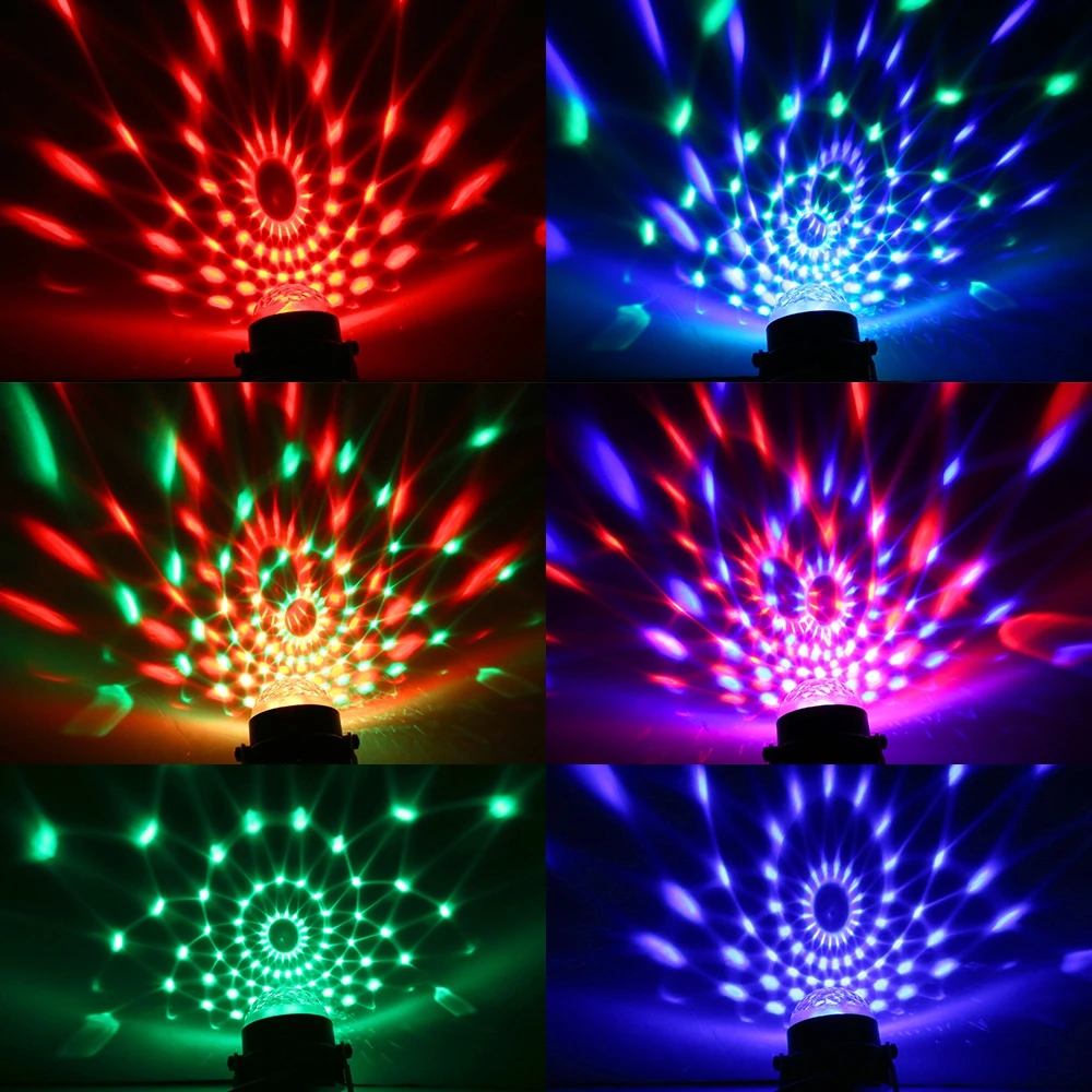 Disco Light 3w RGB Color Changing Crystal Ball Effect DJ Disco Lamps LED Auto Rotating Stage Light