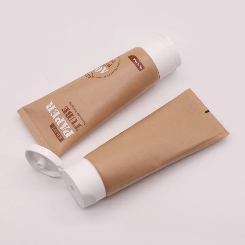 Eco-friendly Waterproof Kraft Paper Soft Tube Empty Facial Cleanser Gel Packaging Container Squeeze Cosmetic Tube