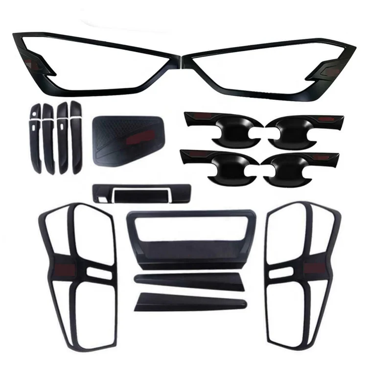 For Dmax 2020 Combo Set Garnish Cover Black Head Light Tail Light Door Bowl Door Hanfle Gas Tank