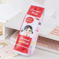 Cute PU waterproof Cartoon milk box pen bags school Stationery pencil bags cute pencilcase