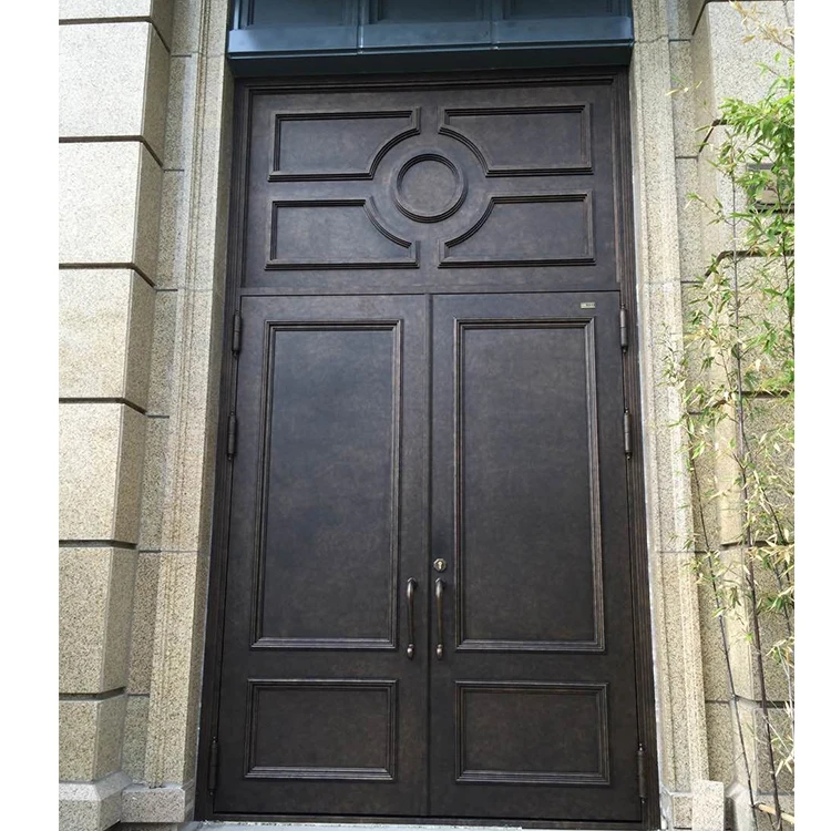 Wholesale hot sale metal entrance wrought iron storm doors with transom
