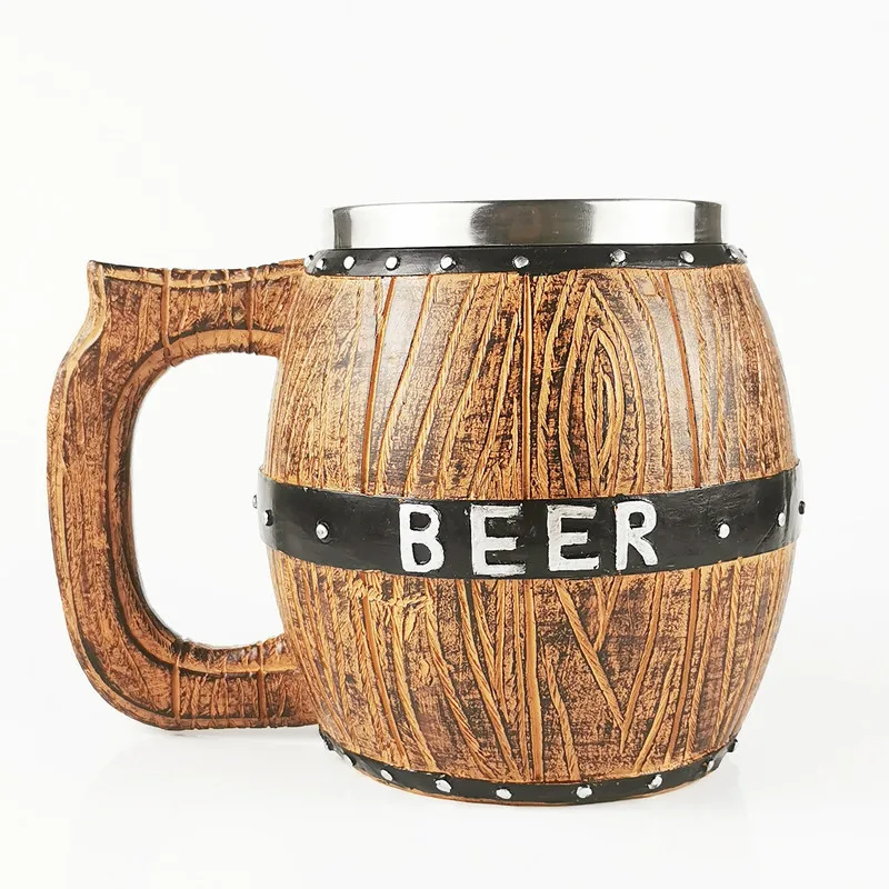 Creative Bar Supplies Germany Double Wall Stainless Steel Wooden Bucket Beer Mug