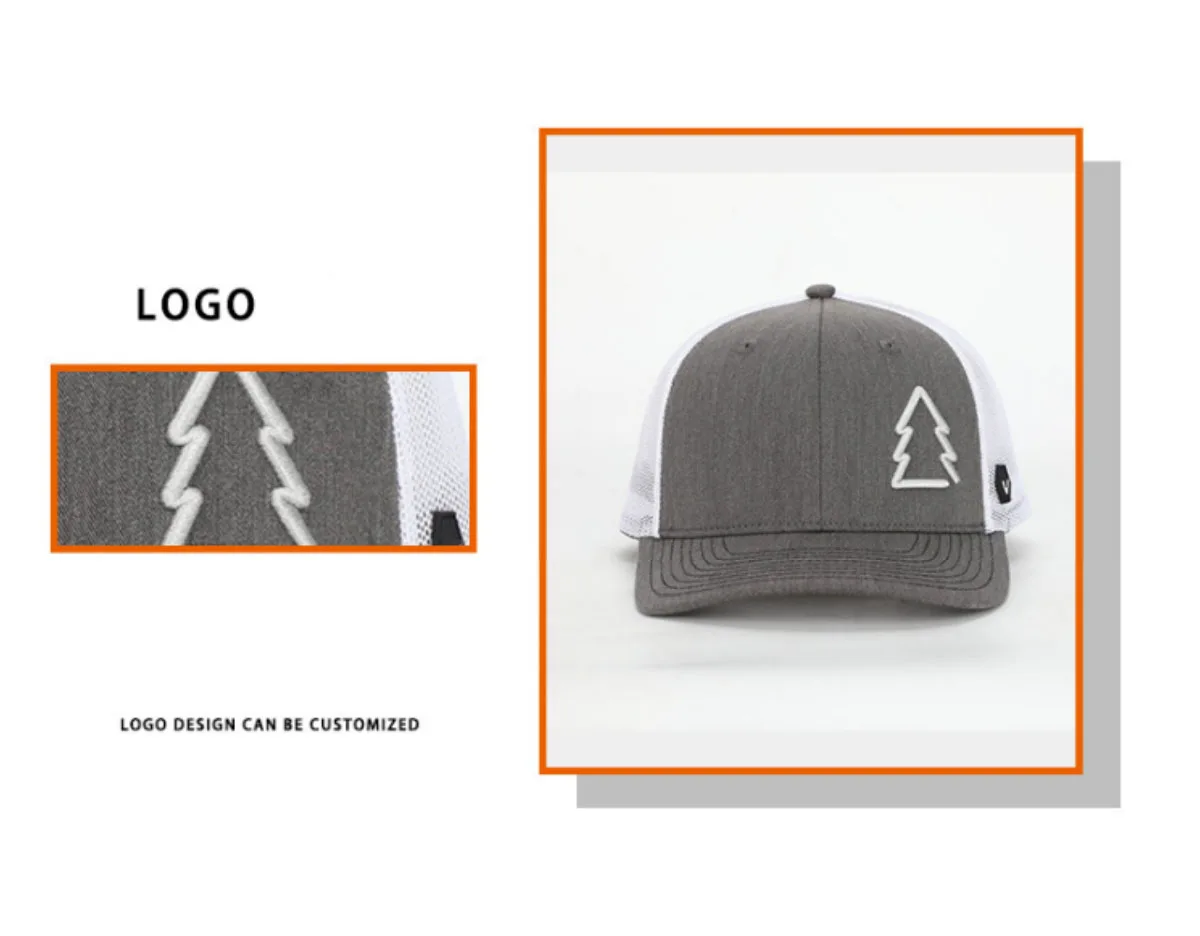 Custom foreign trade trucker hat geometric embroidery duck tongue mesh hat