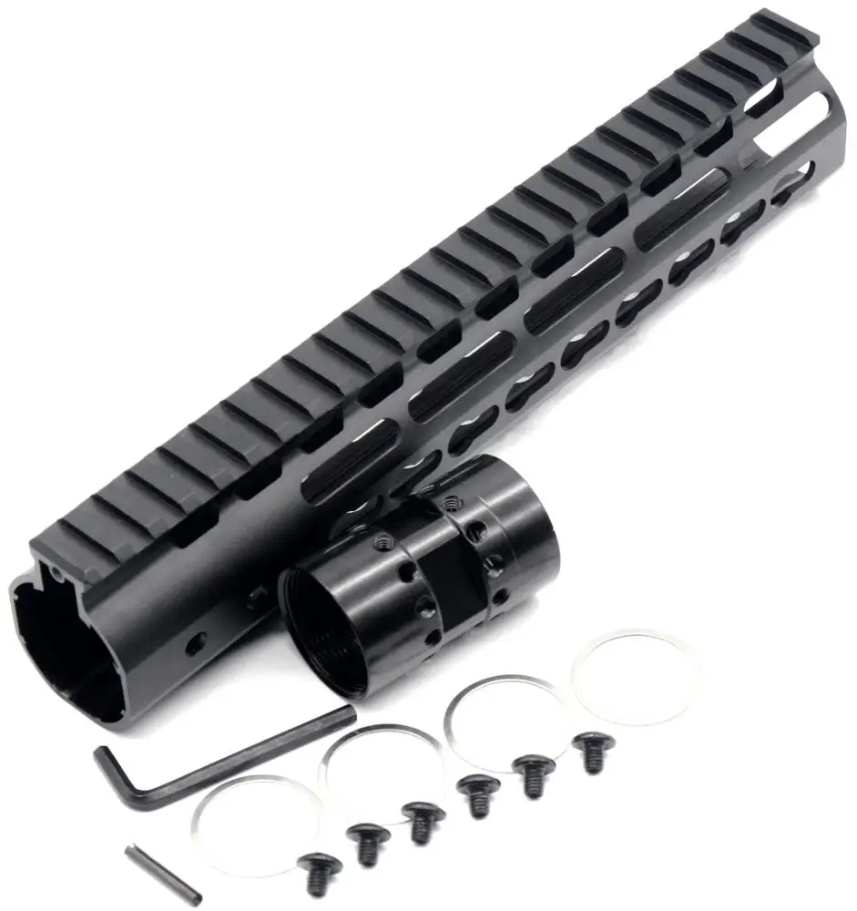 10' NSR forend Black Free Float AR15 KeyMod Handguard Rail Mount System with Steel Barrel Nut fits .223 / 5.56 rifles
