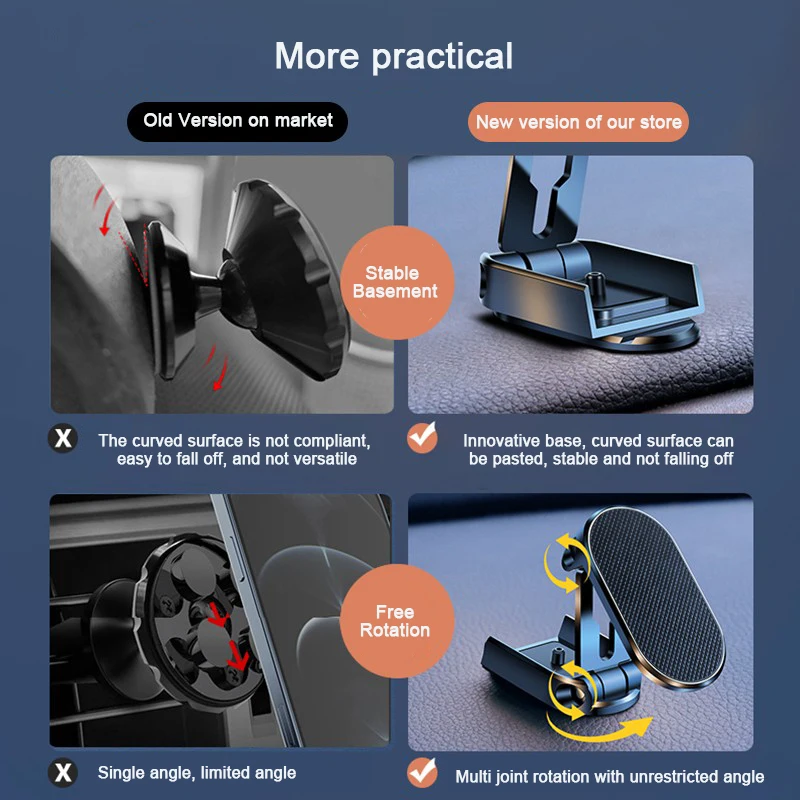 Wholesale factory Adjustable 360 Rotated Car Mobile Phone Stand Dashboard Phone Mount Bracket Portable Magnetic Car Phone Holder