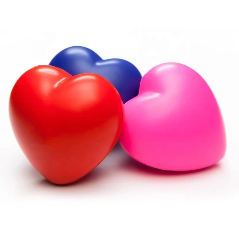 Stress Ball Heart Wholesale Custom Logo  PU Foam Red Heart Shape Stress Reliever Ball