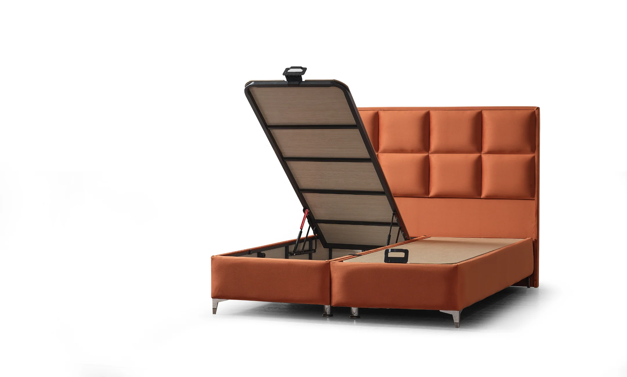 Modern luxury bedroom furniture upholstered fabric leather bed king size gray bed base