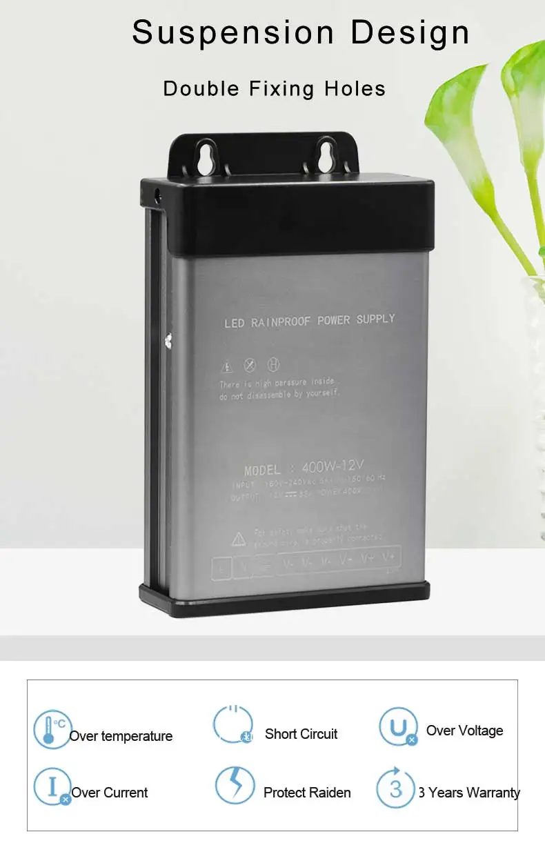 Rainproof 200W-1000W adapter Switching 12 Volt AC DC Led Power Supply