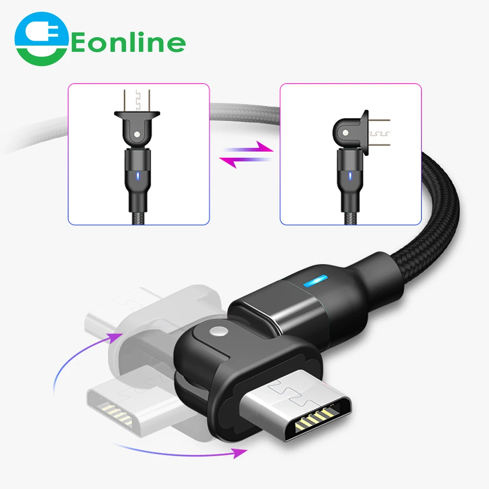 Магнитный кабель Micro USB 0 5 м 1 2 180 градусов для Samsung Type-C быстрой зарядки мобильных телефонов провод зарядного устройства