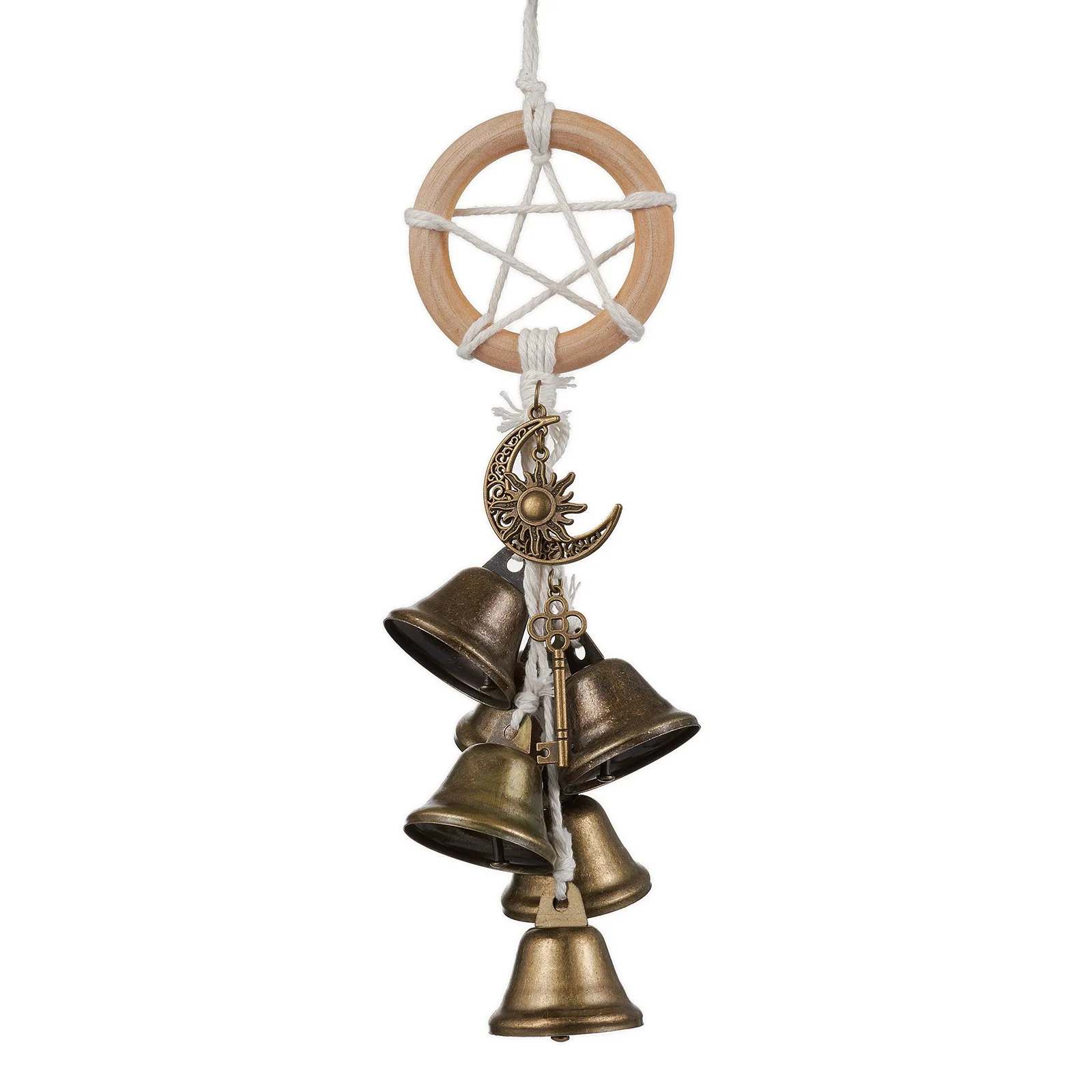 Wall Hanging Europe Style Brass Wind Chimes With Key Pendant And Bells For Living Room Balcony