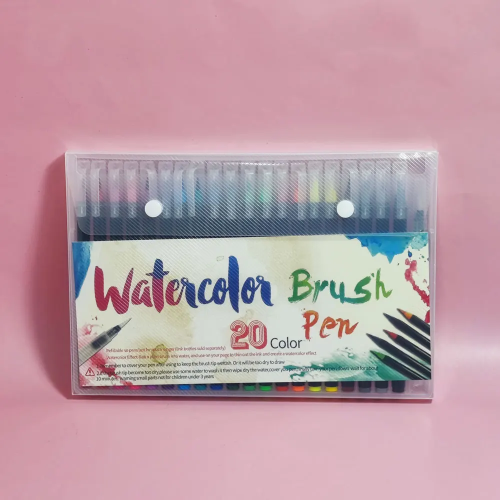 GF New Design 20 Colors Art Drawing Painting Markers Pen Set Soft Nylon Brush Watercolor Brush Pen
