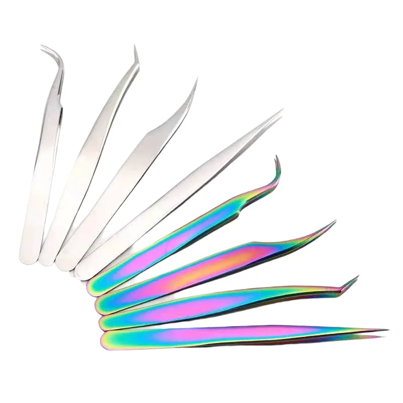 
Ready To Ship Private Label Tweezers High Precision Stainless Steel Eyelash Extension Tweezers 