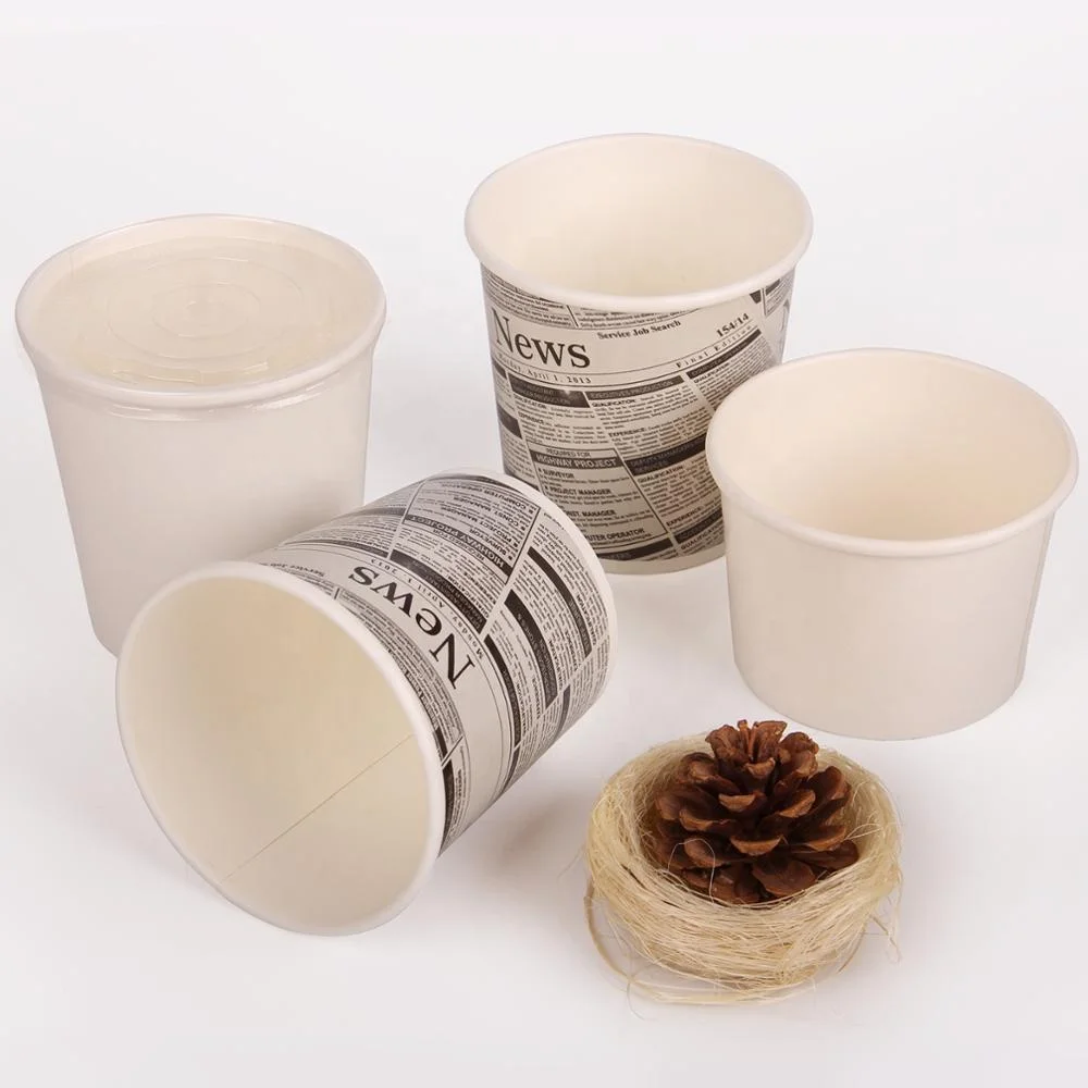 Custom disposable 4 kraft paper corrugated folded tray holder carrier for 8oz 12oz 16oz hot paper soup cup bowl